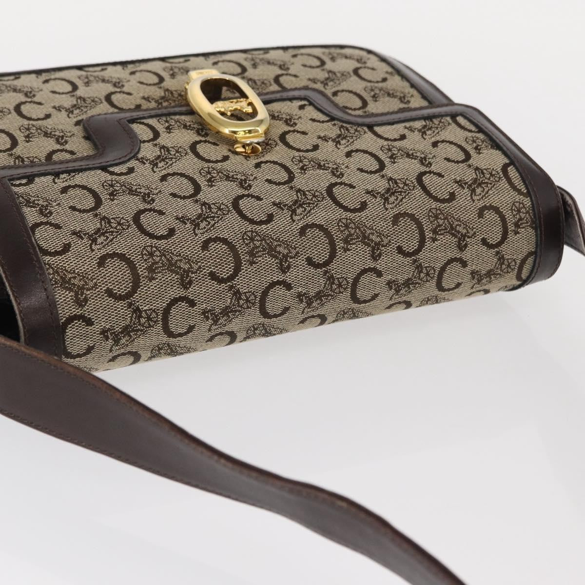 Celine Vintage C Sulky Horsebit Shoulder bag Canvas and Leather, BROWN, CANVAS, Shoulder bag