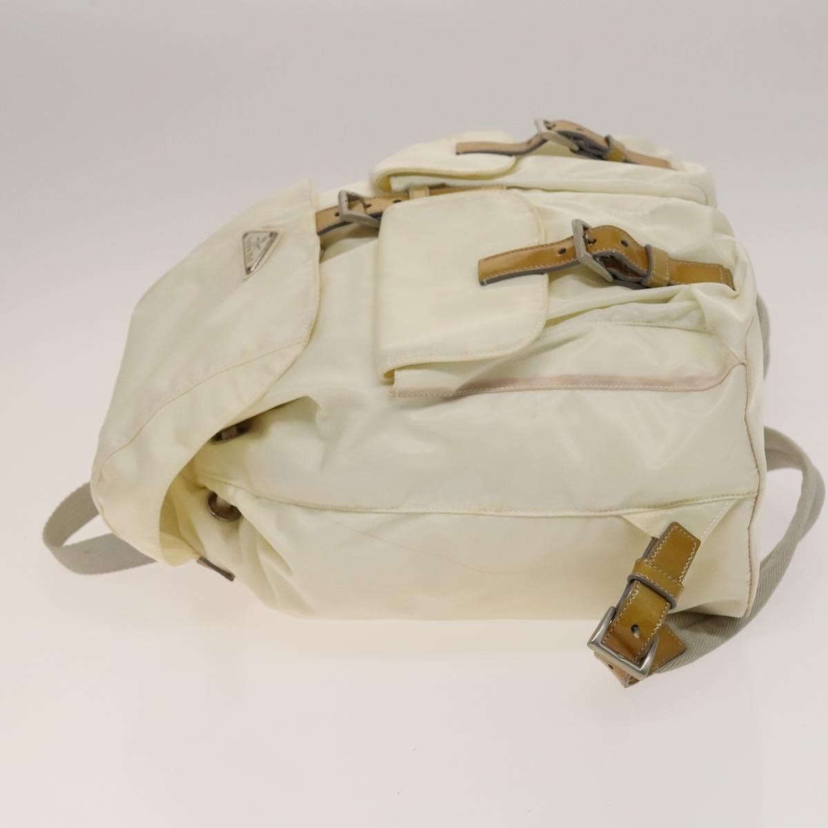 Prada Double Front Pocket Backpack Tessuto, WHITE, NYLON, Backpack