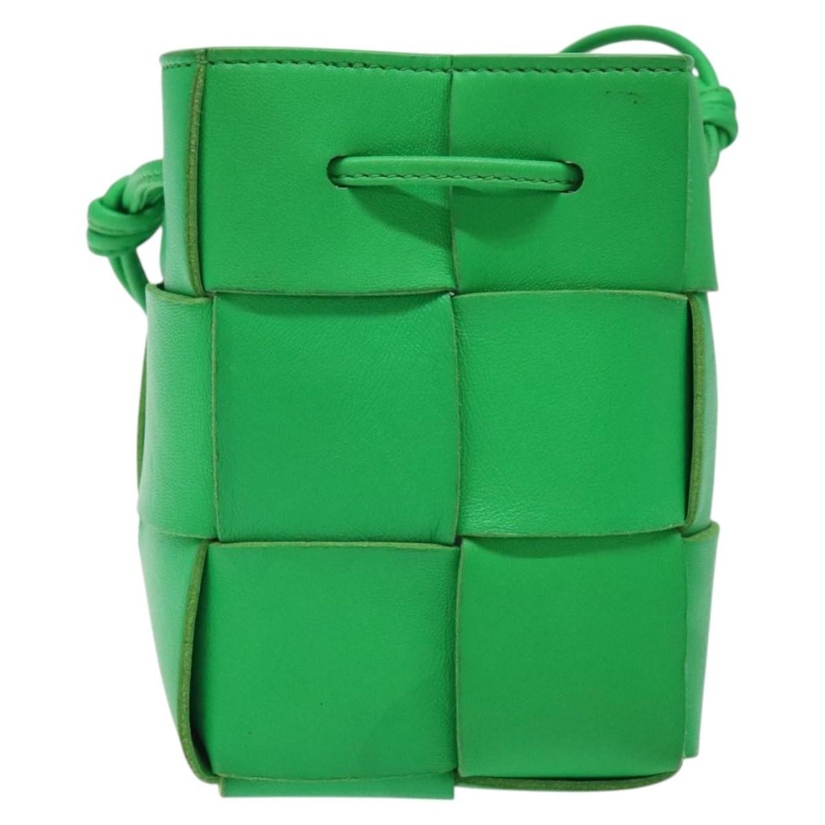 Bottega Veneta Cassette Leather, GREEN, LEATHER, Shoulder bag