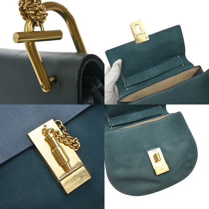 Chloe Drew Crossbody Bag Leather and Suede, BLUE, SUEDE, Shoulder bag