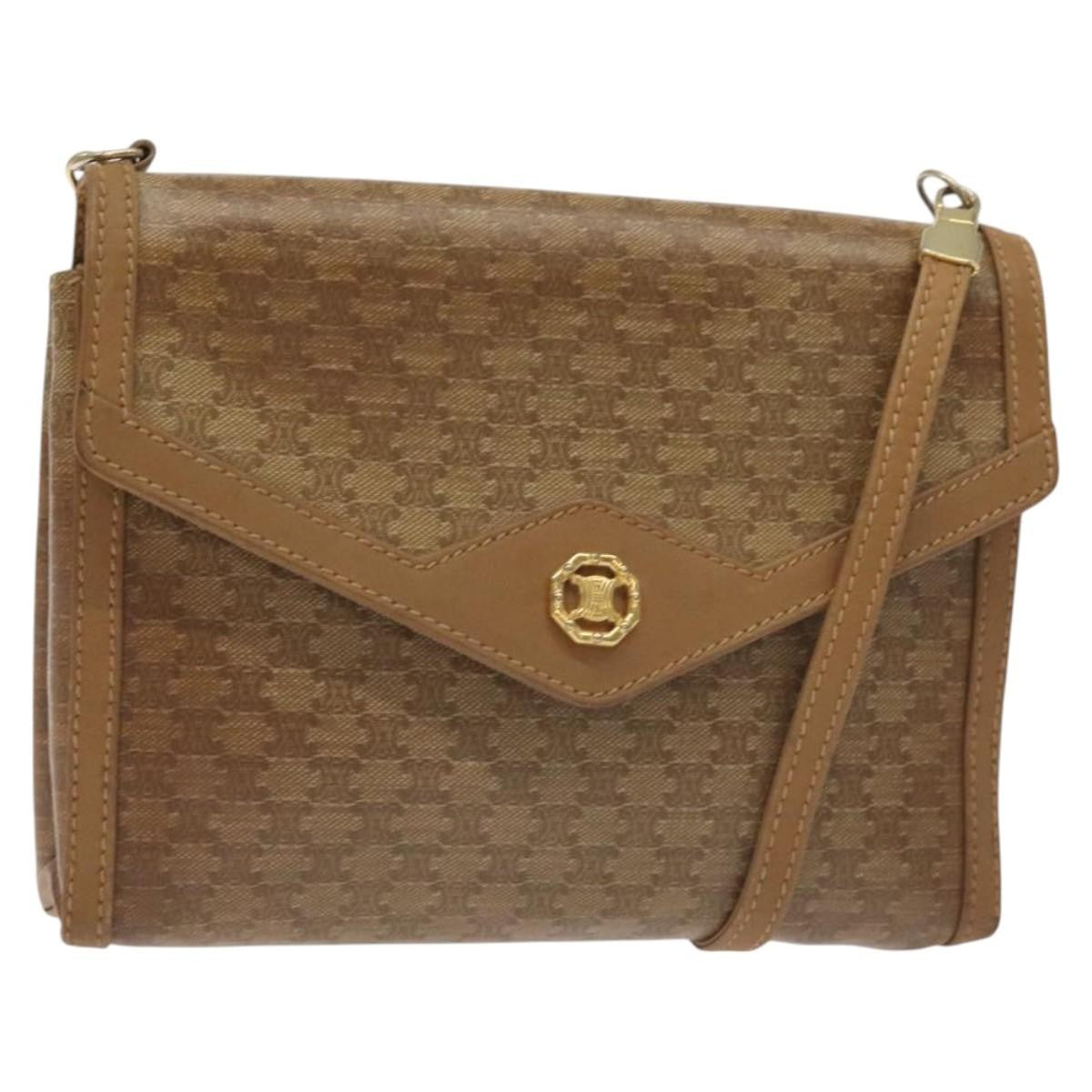 Celine Macadam Shoulder Bag Canvas, BROWN, CANVAS, Shoulder bag