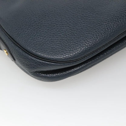 Christian Dior Vintage Flap Crossbody Bag Leather, NAVY, LEATHER, Shoulder bag