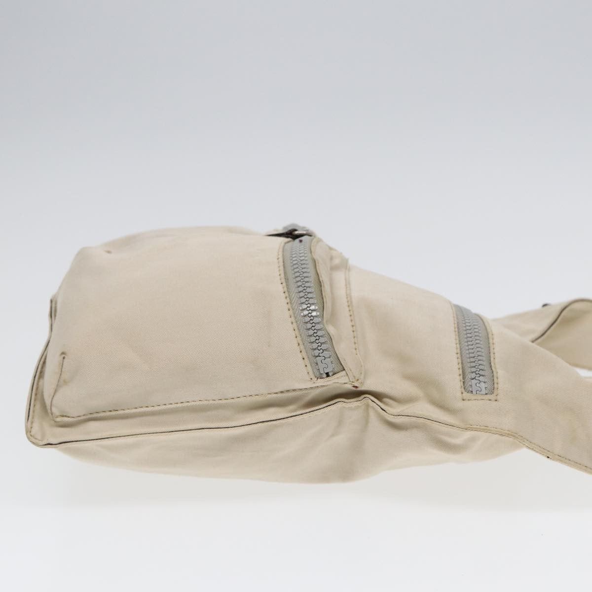 Fendi Vintage Double Pocket Zip Shoulder Bag Canvas, BEIGE, CANVAS, Shoulder bag