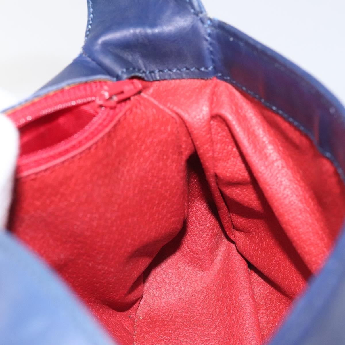 Celine Vintage Circle Logo Crossbody Bag Leather, BLUE, LEATHER, Crossbody bag