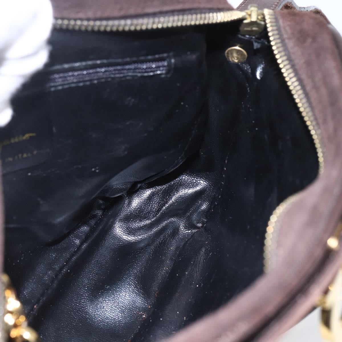 Salvatore Ferragamo Gancini Shoulder Bag Suede, BROWN, SUEDE, Shoulder bag