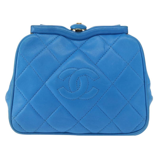 Chanel Vintage Diamond CC Tassel Waist Bag Quilted Lambskin, BLUE, LEATHER, Clutche & pouche