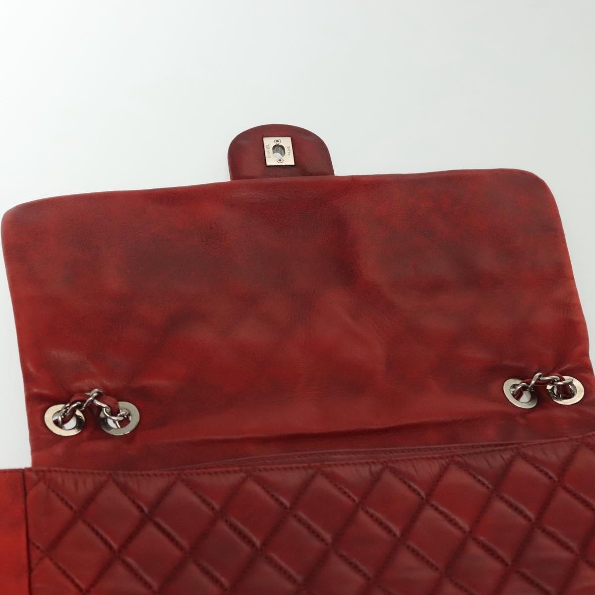 Chanel Now and Forever Flap Bag Quilted Lambskin, RED, LEATHER, Shoulder bag