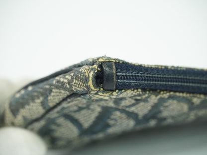 Christian Dior Vintage Saddle Zip Coin Purse Diorissimo Canvas, NAVY, CANVAS, Clutche & pouche