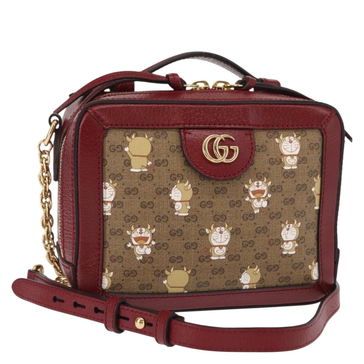 Gucci Doraemon Ophidia Zip Around Camera Bag Printed Mini GG Coated Canvas, BEIGE, CANVAS, Shoulder bag