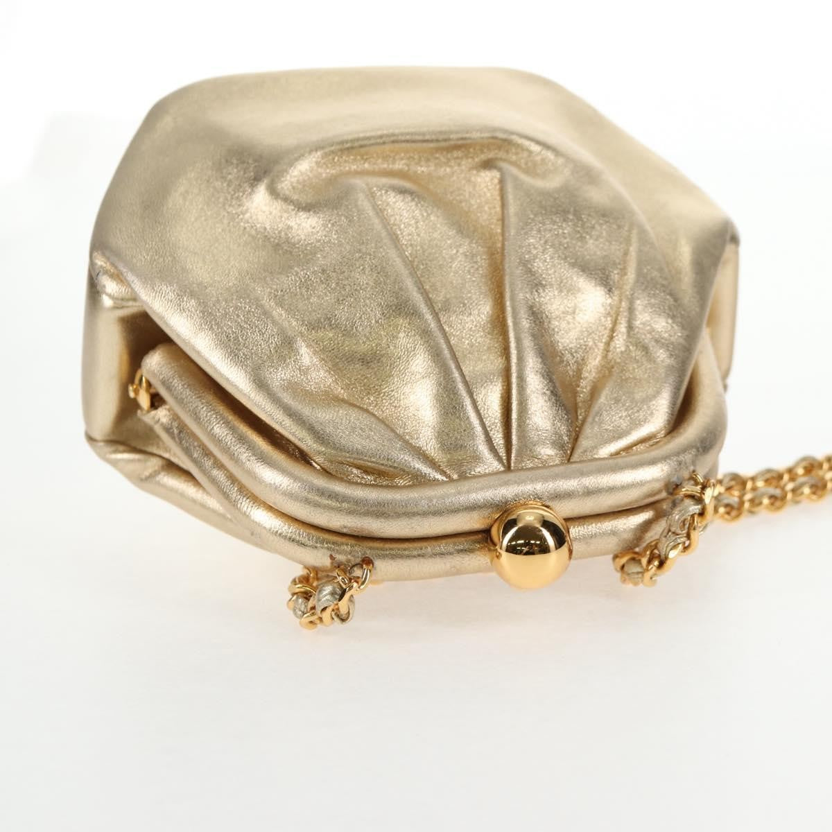Chanel Vintage Timeless Kisslock Coin Purse Leather, GOLD, LEATHER, Shoulder bag