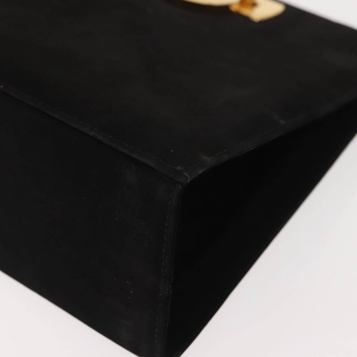 Salvatore Ferragamo Vintage Gancini Chain Shoulder Bag Suede, BLACK, SUEDE, Shoulder bag