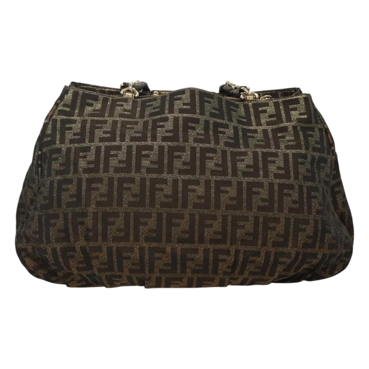 Fendi Mia Tote Metallic Zucca Canvas, BROWN, CANVAS, Tote bag