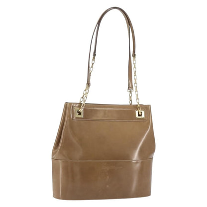 Salvatore Ferragamo Vintage Shoulder Bag Patent leather, BEIGE, PATENT_LEATHER, Shoulder bag