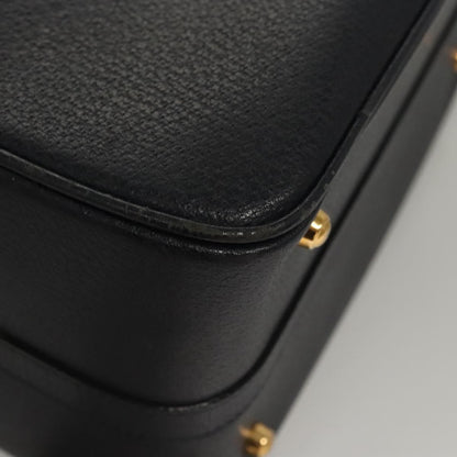 Gucci Vintage Bamboo Vanity Case Leather, NAVY, LEATHER, Handbag