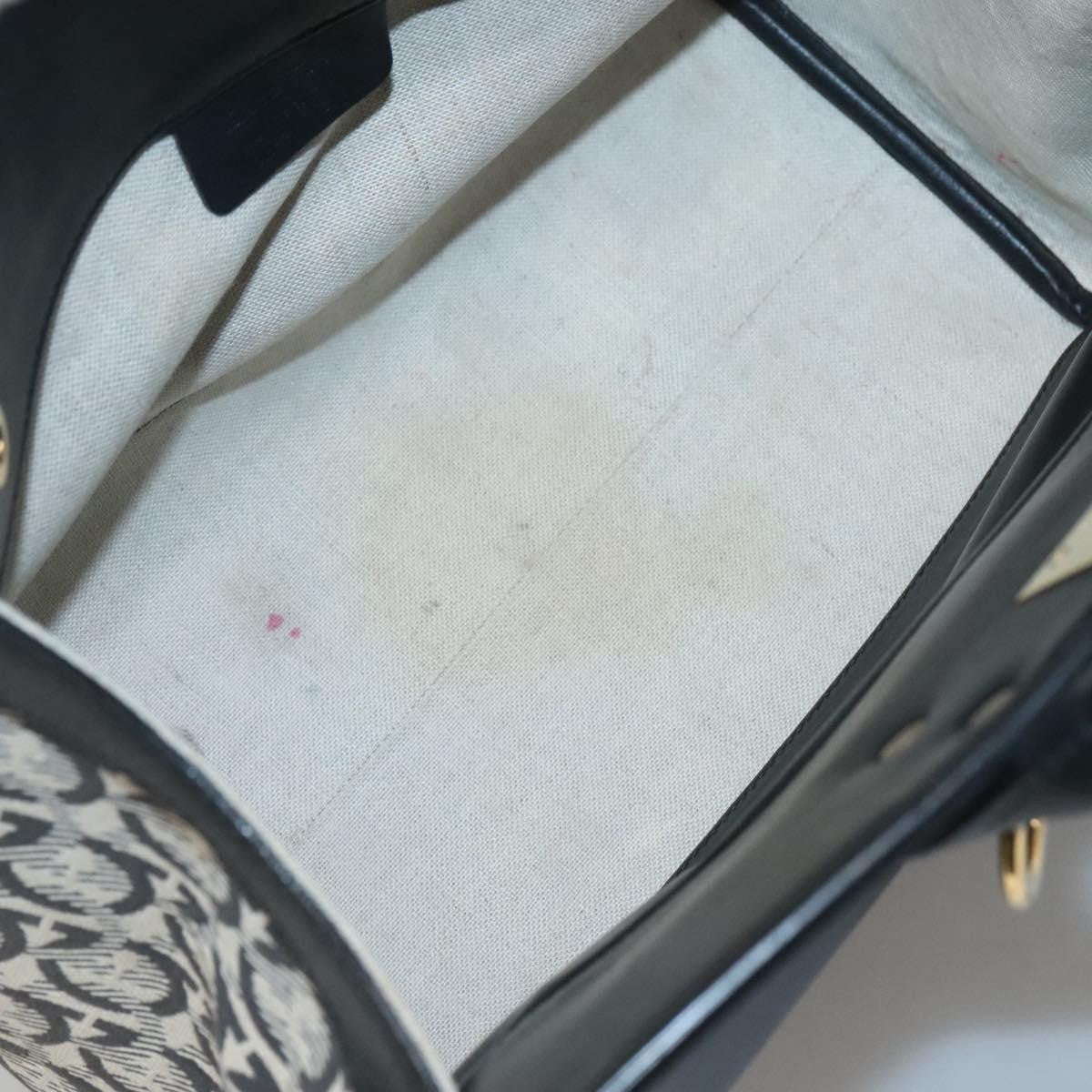 Salvatore Ferragamo Studio Satchel Gancini Jacquard and Leather, BLACK, CANVAS, Handbag