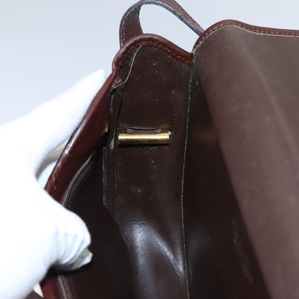 Christian Dior Vintage Trotter Shoulder Bag Canvas, BURGUNDY, LEATHER, Shoulder bag