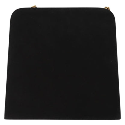 Salvatore Ferragamo Vintage Gancini Chain Shoulder Bag Suede, BLACK, SUEDE, Shoulder bag