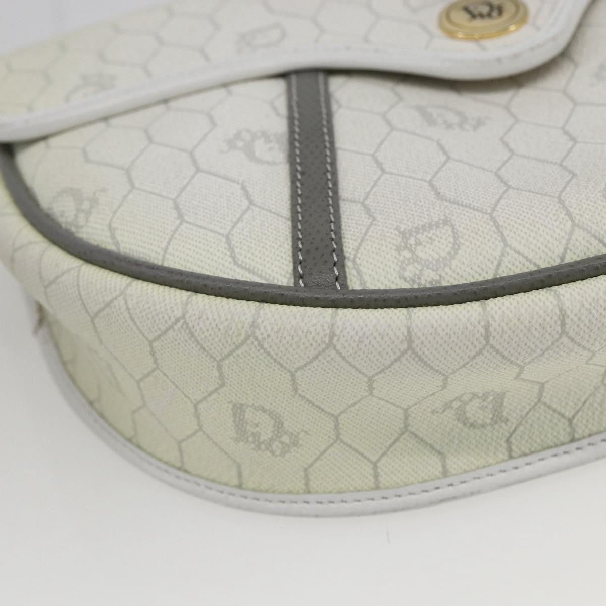 Christian Dior Vintage Honeycomb Flap Crossbody Bag Coated Canvas, WHITE, CANVAS, Shoulder bag