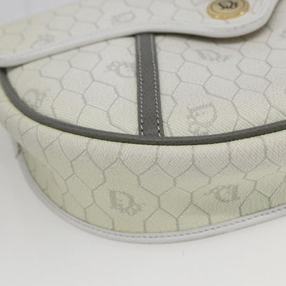 Christian Dior Vintage Honeycomb Flap Crossbody Bag Coated Canvas, WHITE, CANVAS, Shoulder bag