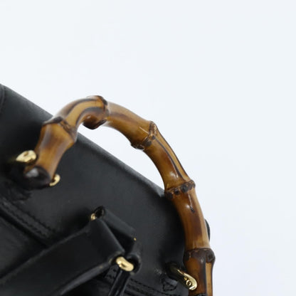Gucci Vintage Bamboo Backpack Leather, BLACK, LEATHER, Backpack