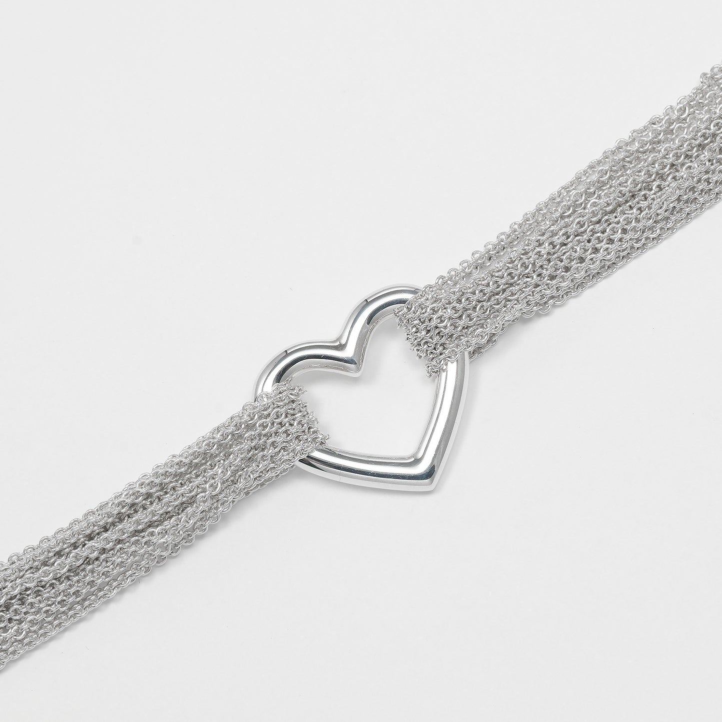 Tiffany & Co. Multistrand Mesh Heart Toggle Bracelet Sterling Silver, SILVER, SILVER, Bracelet