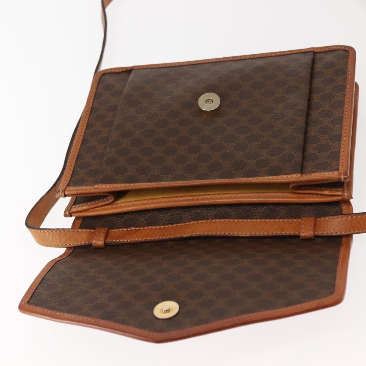 Celine Vintage Macadam Shoulder Bag Canvas and Leather, BROWN, CANVAS, Shoulder bag