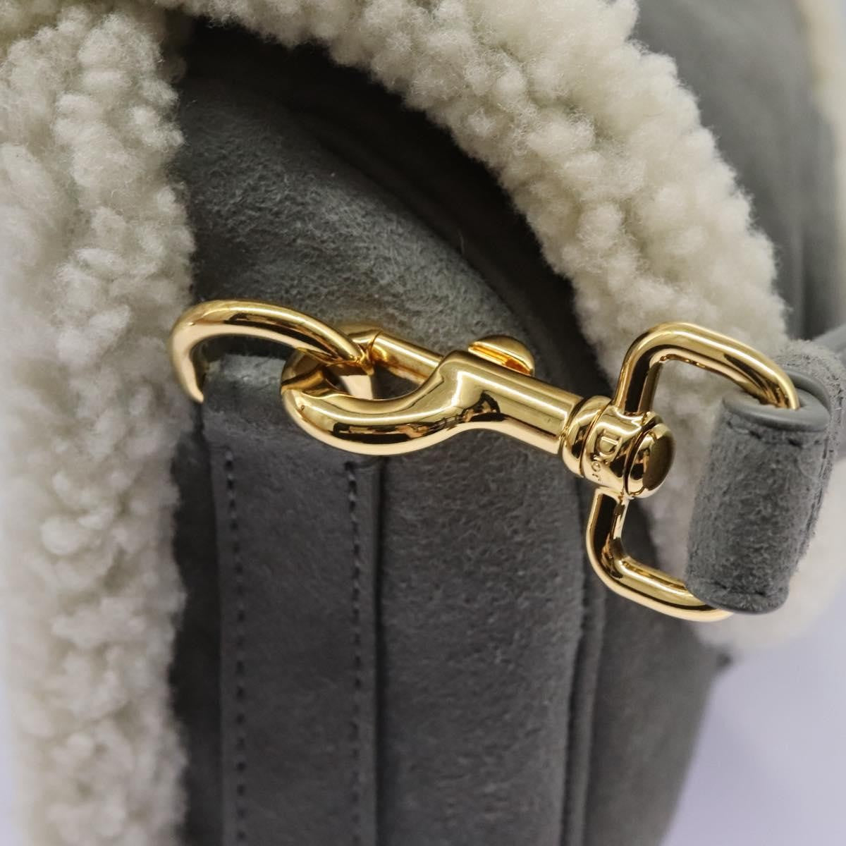 Christian Dior Bobby Flap Bag Shearling and Suede, GRAY, SUEDE, Shoulder bag