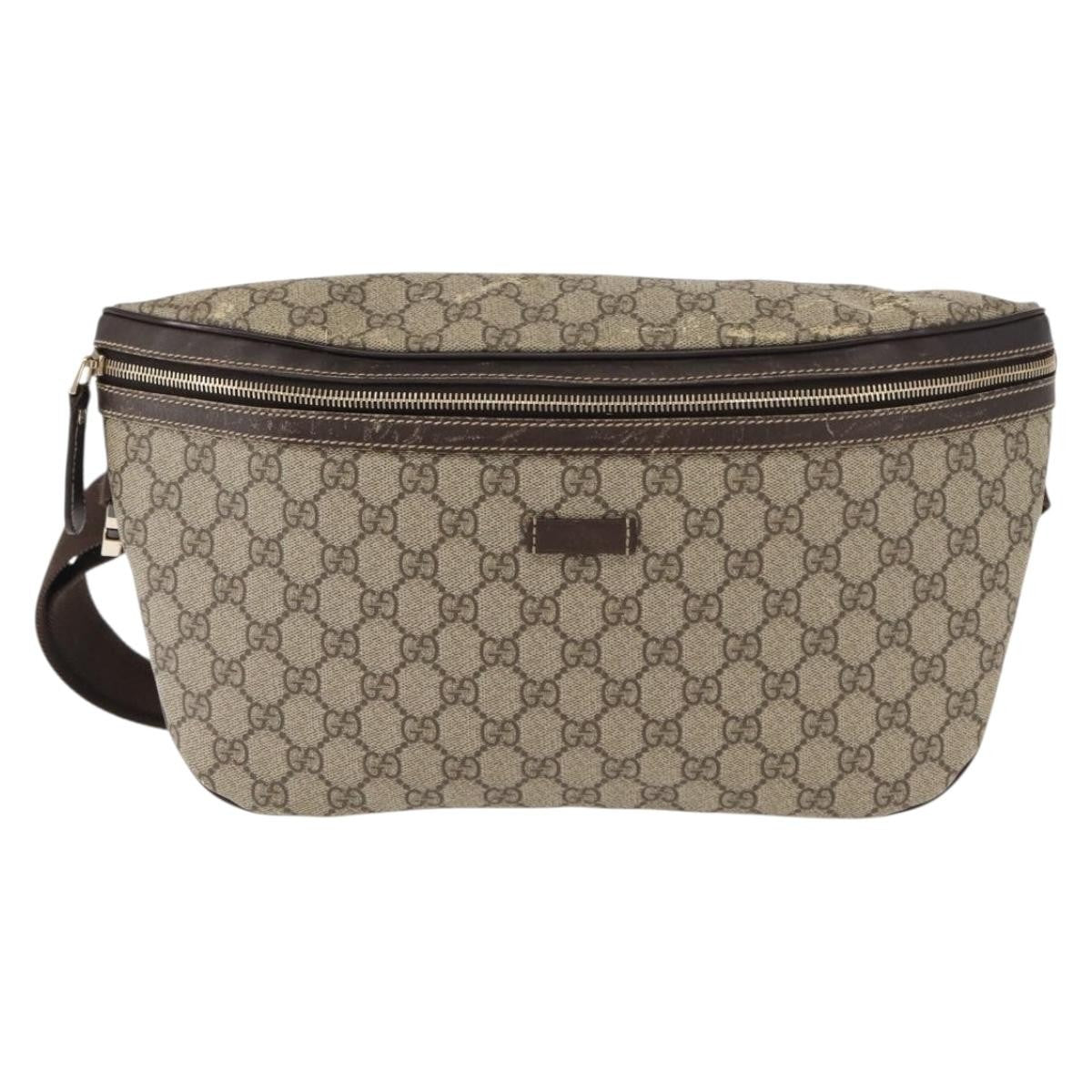 Gucci GG Supreme Belt Bag GG Coated Canvas and Leather, BEIGE, CANVAS, Shoulder bag