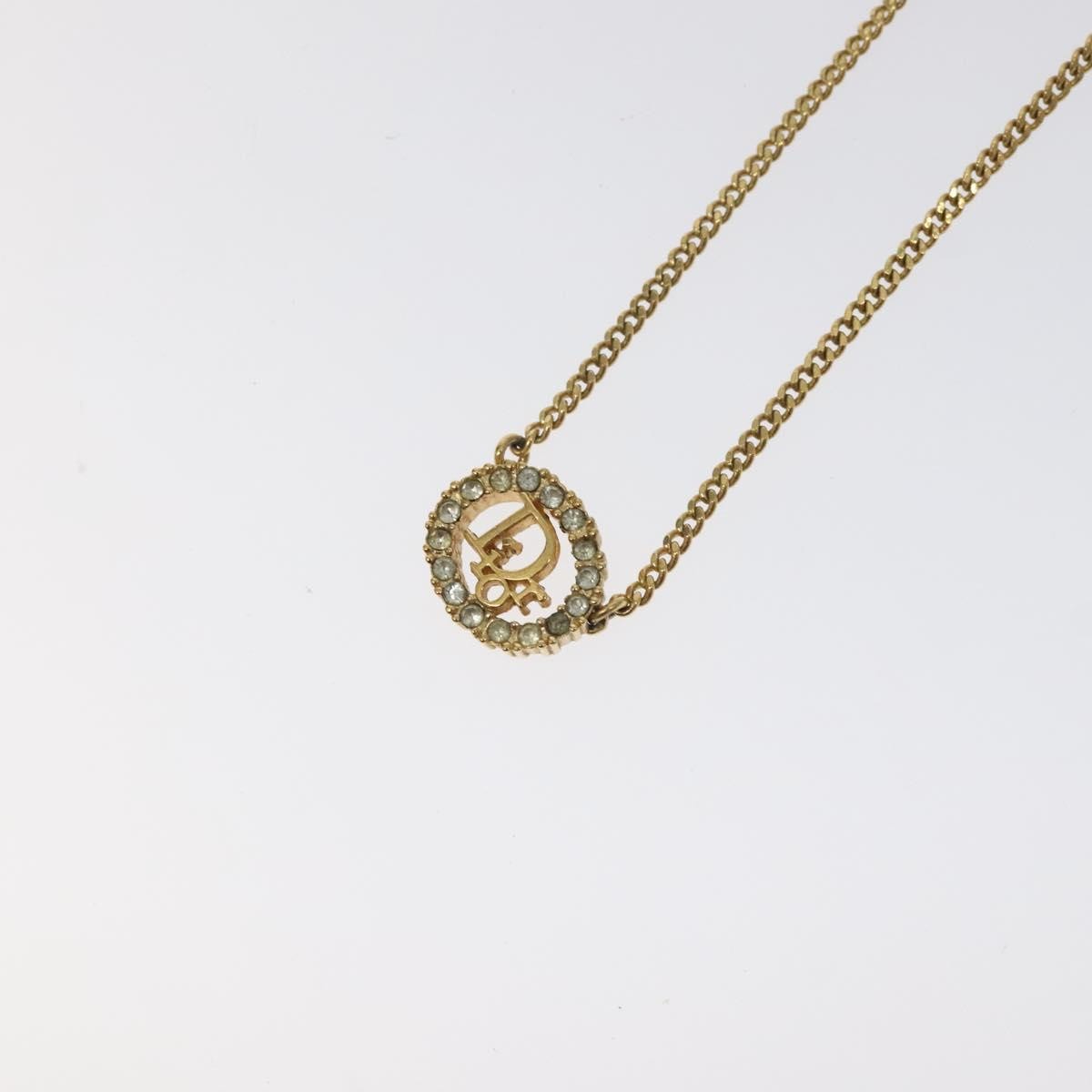 Christian Dior Vintage Logo Round Pendant Necklace Metal, GOLD, METAL, Necklace