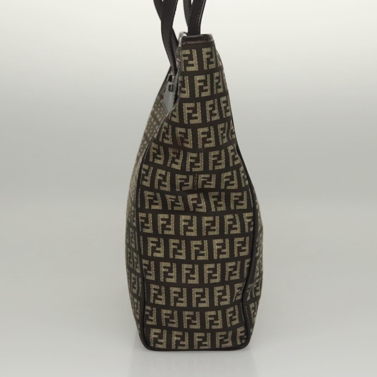 Fendi Vintage Flip Lock Tote Zucchino Canvas, BROWN, CANVAS, Tote bag