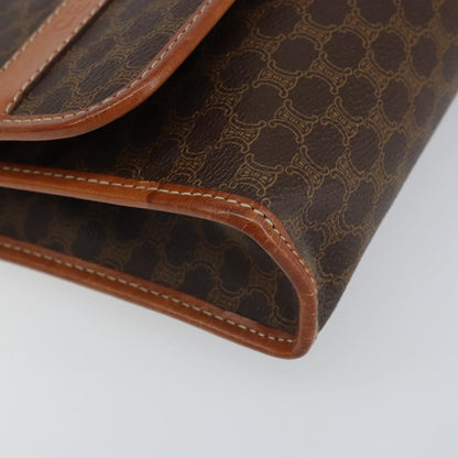 Celine Vintage Macadam Shoulder Bag Canvas and Leather, BROWN, CANVAS, Shoulder bag