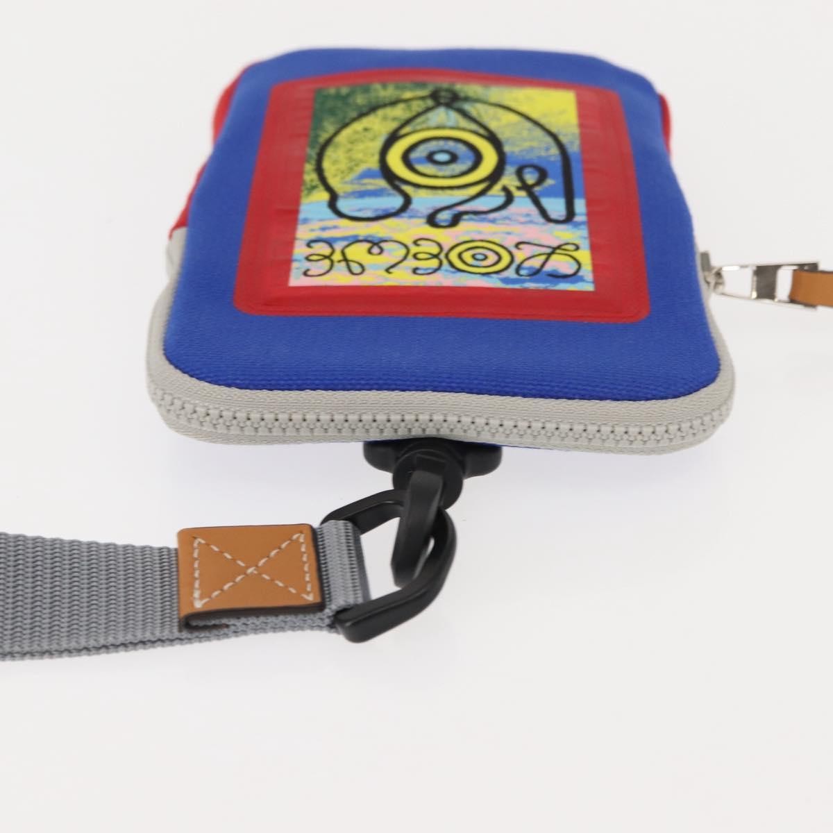 Loewe Eye/Loewe/Nature Zip Neck Pouch Canvas with Applique, BLUE, CANVAS, Clutche & pouche