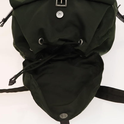 Prada Vela Double Front Pocket Backpack Tessuto with Saffiano Leather, KHAKI, NYLON, Backpack