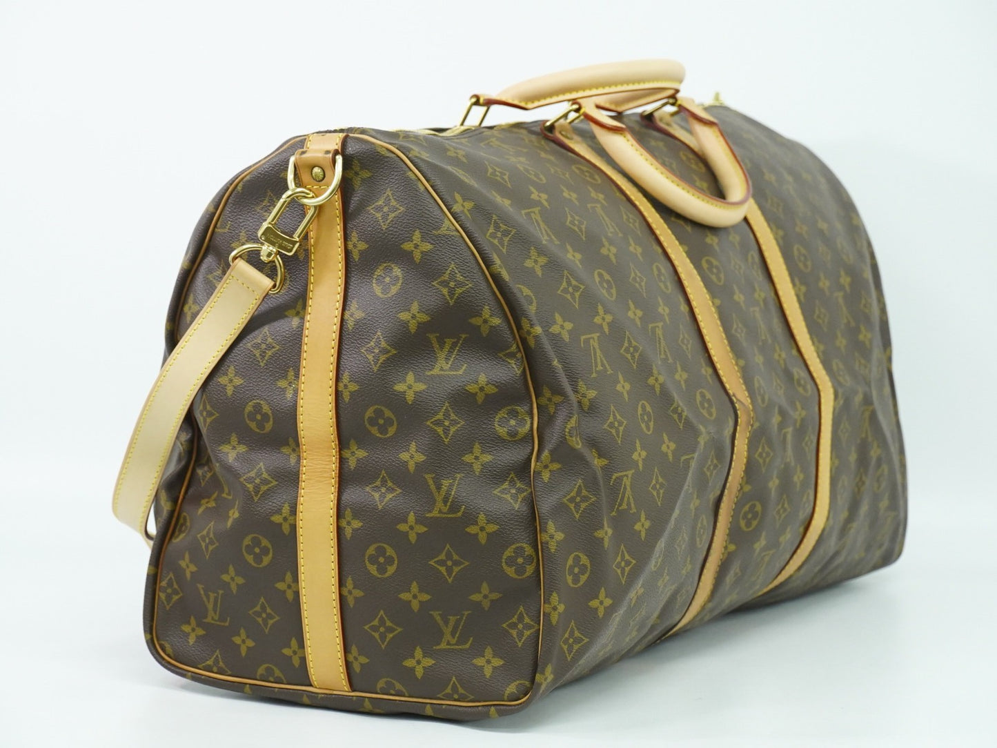 Louis Vuitton Keepall Bandouliere Bag Monogram Canvas, BROWN, CANVAS, Travel bag