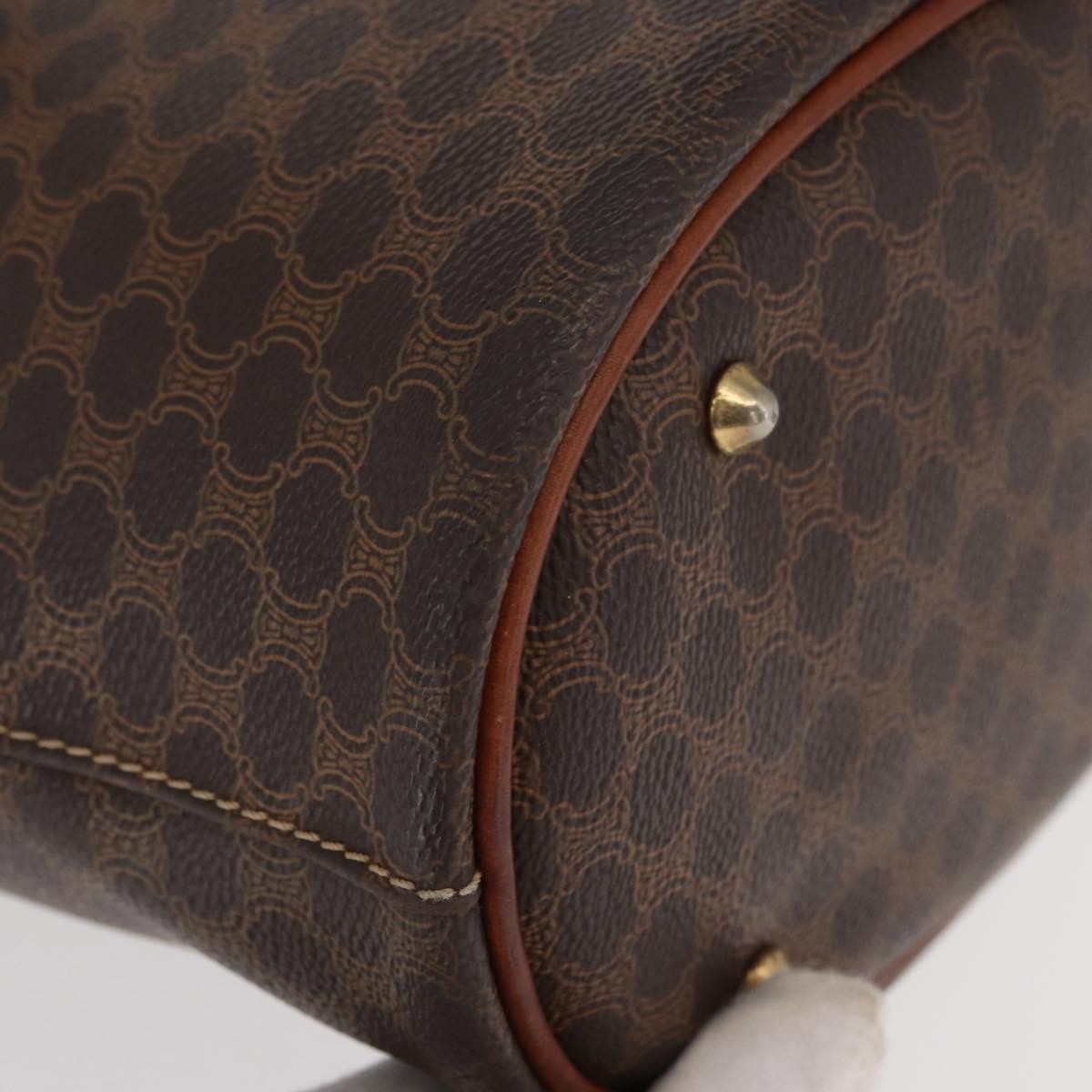 Celine Vintage Macadam Handbag Canvas and Leather, BROWN, CANVAS, Tote bag