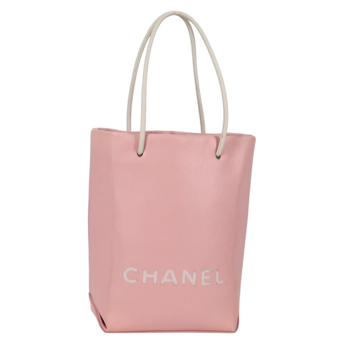 Chanel Essential Shopping Tote Leather, PINK, LEATHER, Tote bag