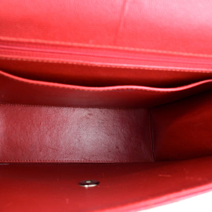 Chanel Vintage CC Flap Top Handle Calfskin Leather, RED, CALFSKIN, Handbag