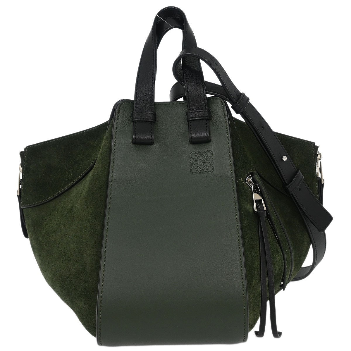 Loewe Hammock Bag Leather and Suede, GREEN, SUEDE, Handbag