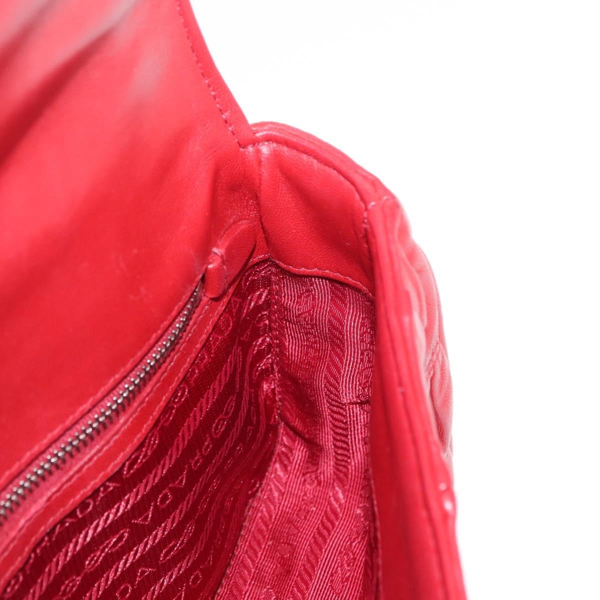 Prada Gaufre Chain Flap Shoulder Bag Nappa Leather, RED, LEATHER, Shoulder bag
