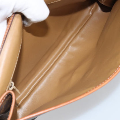 Celine Vintage Macadam Shoulder Bag Canvas and Leather, BROWN, CANVAS, Shoulder bag