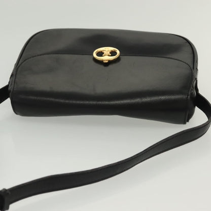 Celine Vintage Triomphe Shoulder Bag Leather, BLACK, LEATHER, Shoulder bag