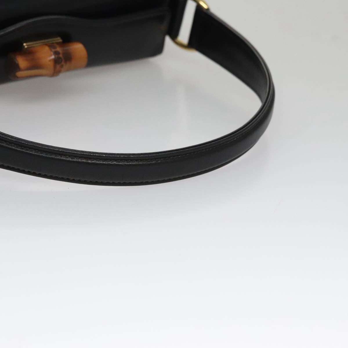 Gucci Vintage Convertible Bamboo Box Crossbody Bag Leather, BLACK, LEATHER, Handbag