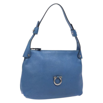Salvatore Ferragamo Gancini Shoulder Bag Leather, BLUE, LEATHER, Shoulder bag