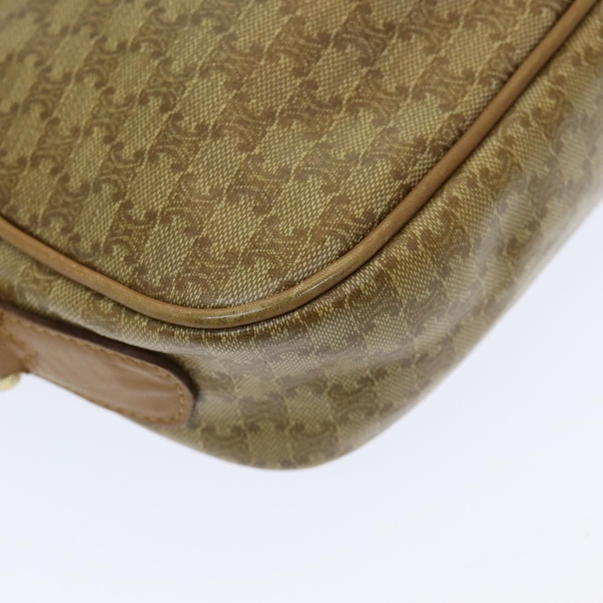 Celine Vintage Macadam Shoulder Bag Canvas and Leather, Beige, Canvas, Shoulder Bag