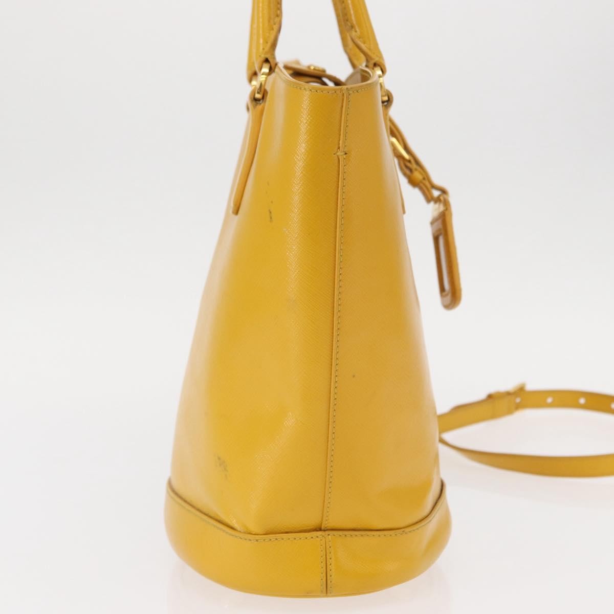 Prada Lux Convertible Bucket Tote Saffiano Leather, YELLOW, LEATHER, Handbag