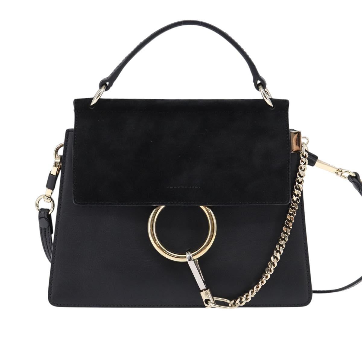 Chloe Faye Top Handle Bag Leather and Suede, BLACK, SUEDE, Handbag