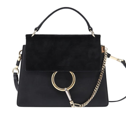 Chloe Faye Top Handle Bag Leather and Suede, BLACK, SUEDE, Handbag