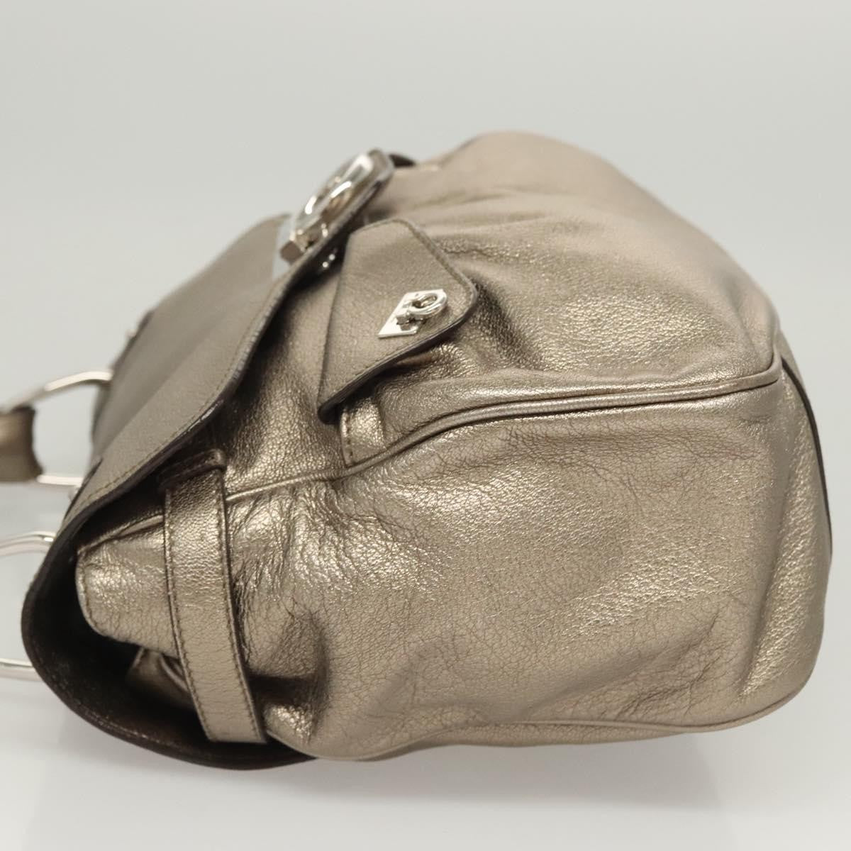 Salvatore Ferragamo Gancini Shoulder Bag Leather, GOLD, LEATHER, Shoulder bag