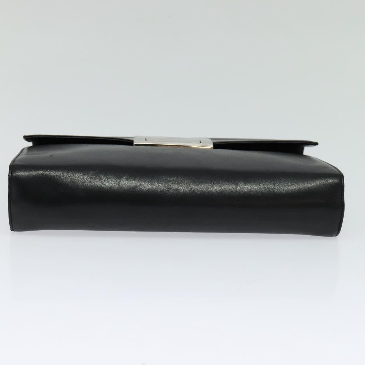 Salvatore Ferragamo Vintage Gancini Pochette Leather, BLACK, LEATHER, Clutche & pouche