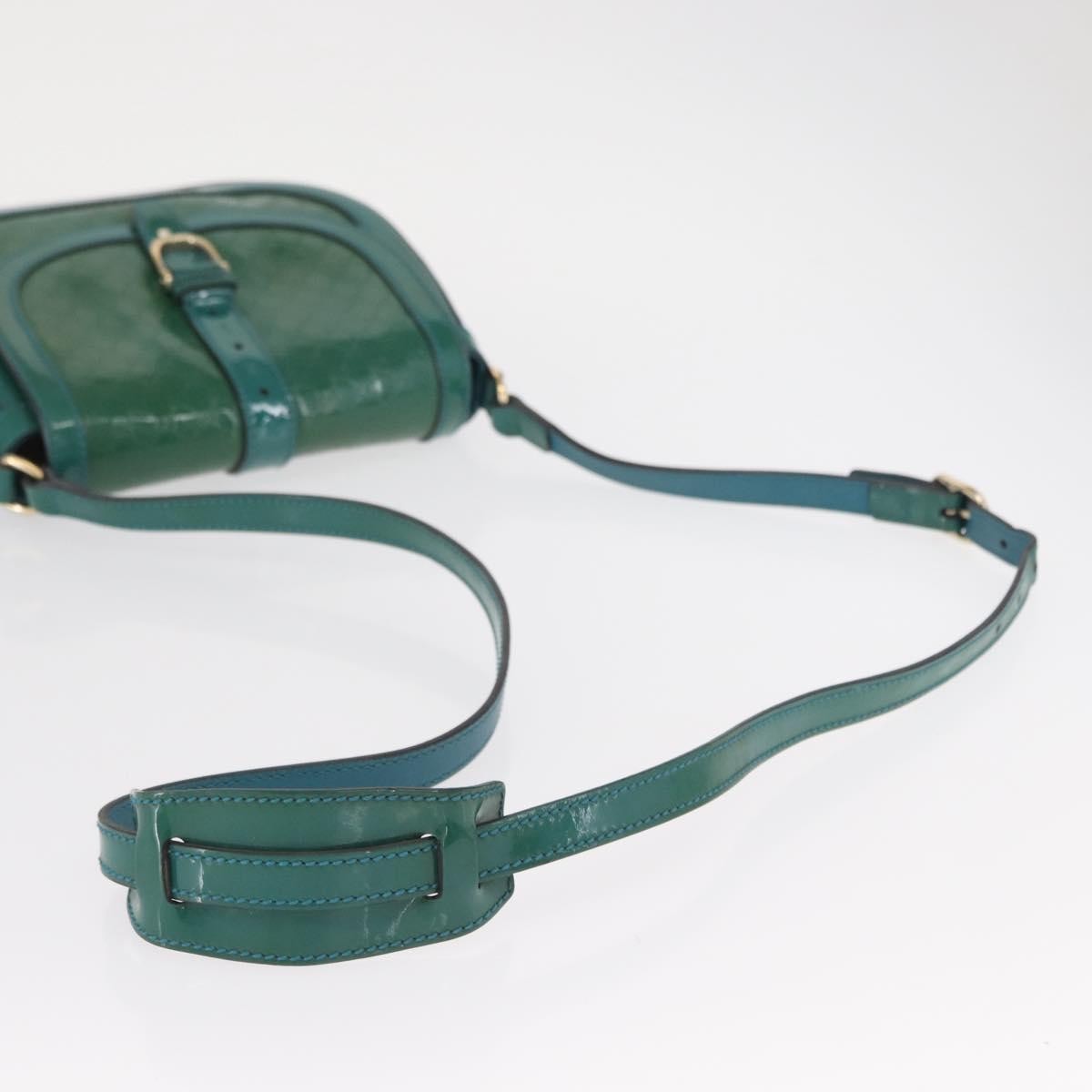 Gucci Vintage Flap Shoulder Bag Patent Leather, TURQUOISE, PATENT_LEATHER, Shoulder bag
